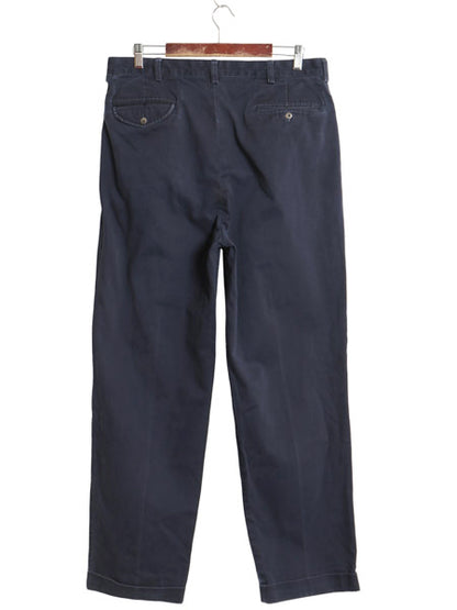 90s ポロ ラルフローレン チノ パンツ メンズ 36 32 オールド HAMMOND PANT コットン スラックス ツータック ストレート 裾ダブル ネイビー