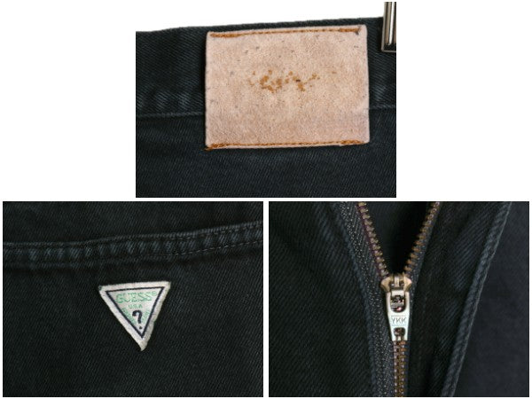 90s USA製 ☆ ゲス GEORGES MARCIANO カットオフ ブラック デニム ショーツ メンズ 36 オールド Y2K ストリート バギー ショートパンツ 黒