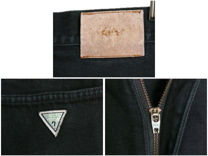 90s USA製 ☆ ゲス GEORGES MARCIANO カットオフ ブラック デニム ショーツ メンズ 36 オールド Y2K ストリート バギー ショートパンツ 黒