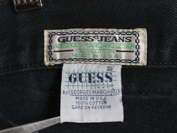 90s USA製 ☆ ゲス GEORGES MARCIANO カットオフ ブラック デニム ショーツ メンズ 36 オールド Y2K ストリート バギー ショートパンツ 黒
