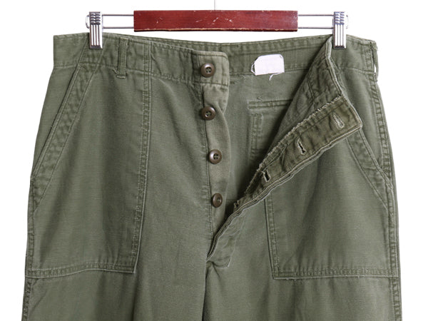 70s ★ 米軍実物 US ARMY コットン サテン ベイカー パンツ 実寸 34 29 程/ 73年製 ヴィンテージ ファティーグ ユーティリティ OG107 軍物