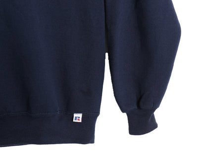 90s USA製 ラッセル 星条旗 刺繍 スウェット メンズ レディース XL / オールド トレーナー 裏起毛 前V クルーネック ネイビー 大きいサイズ