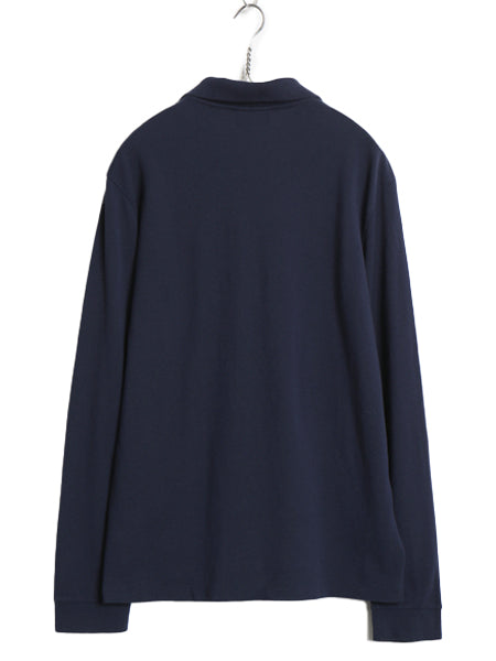 ラコステ 鹿の子 長袖 ポロシャツ メンズ L レディース XL / 古着 長袖シャツ ワンポイント コットン カットソー ワンポイント ボックス 紺