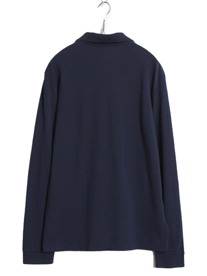 ラコステ 鹿の子 長袖 ポロシャツ メンズ L レディース XL / 古着 長袖シャツ ワンポイント コットン カットソー ワンポイント ボックス 紺