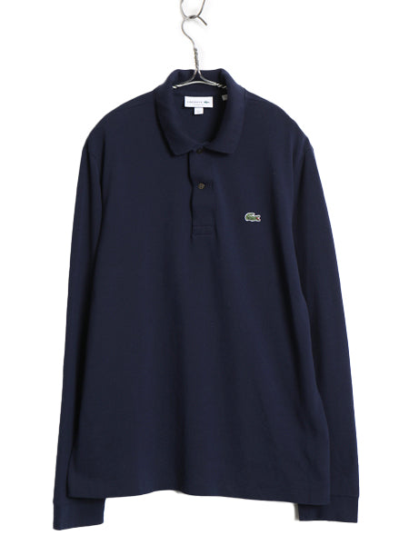 ラコステ 鹿の子 長袖 ポロシャツ メンズ L レディース XL / 古着 長袖シャツ ワンポイント コットン カットソー ワンポイント ボックス 紺