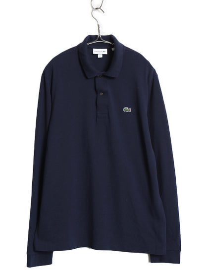 ラコステ 鹿の子 長袖 ポロシャツ メンズ L レディース XL / 古着 長袖シャツ ワンポイント コットン カットソー ワンポイント ボックス 紺