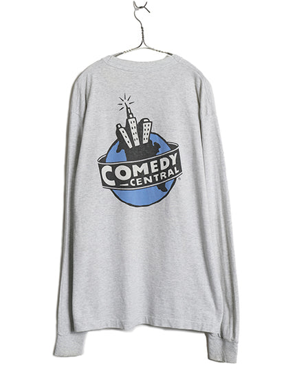 90s USA製 ★ Dr Katz アニメ イラスト プリント 長袖 Tシャツ メンズ XL / オールド 当時物 オフィシャル キャラクター コメディ ロンT 灰