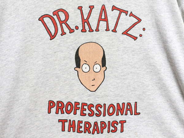 90s USA製 ★ Dr Katz アニメ イラスト プリント 長袖 Tシャツ メンズ XL / オールド 当時物 オフィシャル キャラクター コメディ ロンT 灰