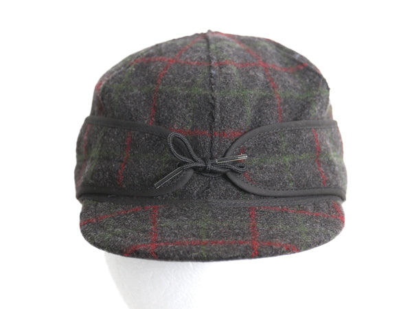 00s USA製 ORVIS x STORMY KROMER  耳当て 付き チェック ウール キャップ メンズ M 程 / 古着 オールド 帽子 ハット ワーク 秋 冬 防寒 灰