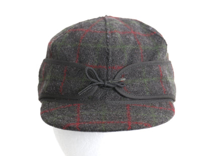 00s USA製 ORVIS x STORMY KROMER  耳当て 付き チェック ウール キャップ メンズ M 程 / 古着 オールド 帽子 ハット ワーク 秋 冬 防寒 灰