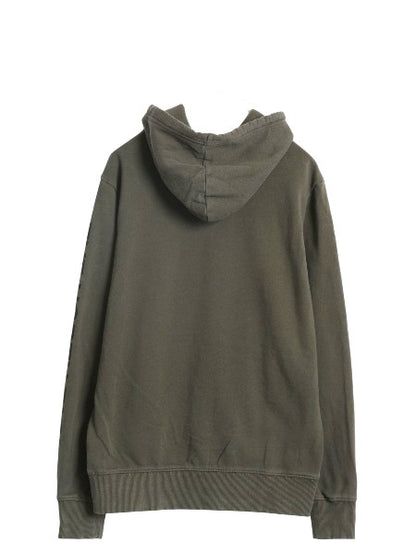 ノースフェイス プリント スウェット フード パーカー メンズ M 古着 裏起毛 プルオーバー トレーナー ベア イラスト グラフィック カーキ