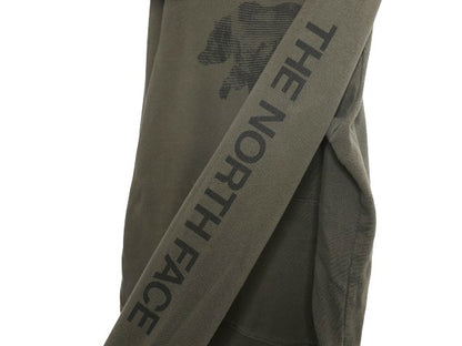 ノースフェイス プリント スウェット フード パーカー メンズ M 古着 裏起毛 プルオーバー トレーナー ベア イラスト グラフィック カーキ