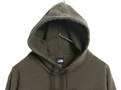ノースフェイス プリント スウェット フード パーカー メンズ M 古着 裏起毛 プルオーバー トレーナー ベア イラスト グラフィック カーキ