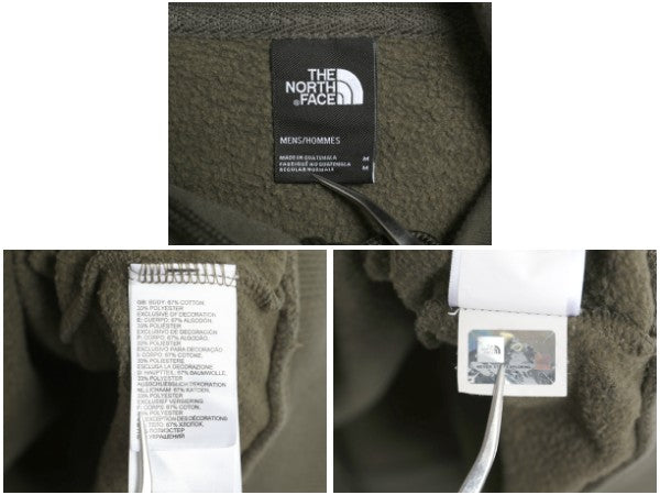 ノースフェイス プリント スウェット フード パーカー メンズ M 古着 裏起毛 プルオーバー トレーナー ベア イラスト グラフィック カーキ