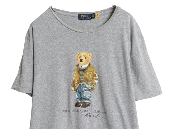ポロベア ポロ ラルフローレン プリント 半袖 Tシャツ メンズ XL キャラクター カットソー シングルステッチ クルーネック 大きいサイズ 灰