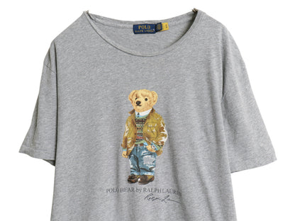 ポロベア ポロ ラルフローレン プリント 半袖 Tシャツ メンズ XL キャラクター カットソー シングルステッチ クルーネック 大きいサイズ 灰