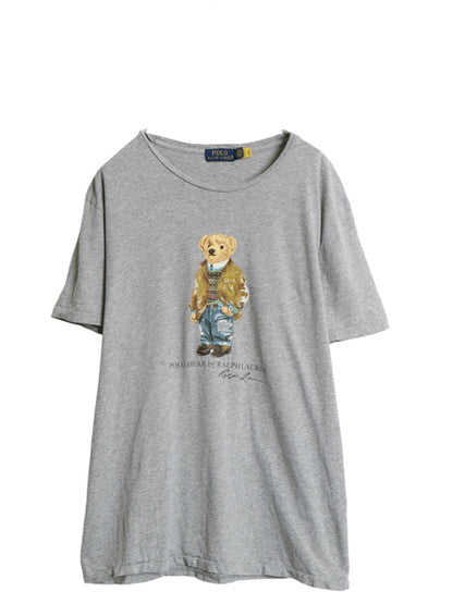 ポロベア ポロ ラルフローレン プリント 半袖 Tシャツ メンズ XL キャラクター カットソー シングルステッチ クルーネック 大きいサイズ 灰