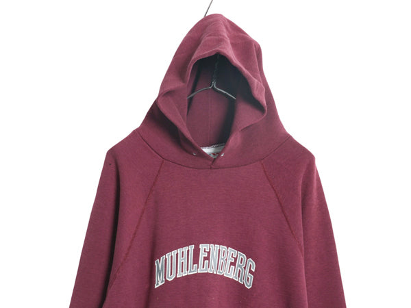 80s USA製 カレッジ プリント スウェット パーカー XL 小さめ メンズ レディース M 程 / ヴィンテージ フード トレーナー ラグラン 裏起毛