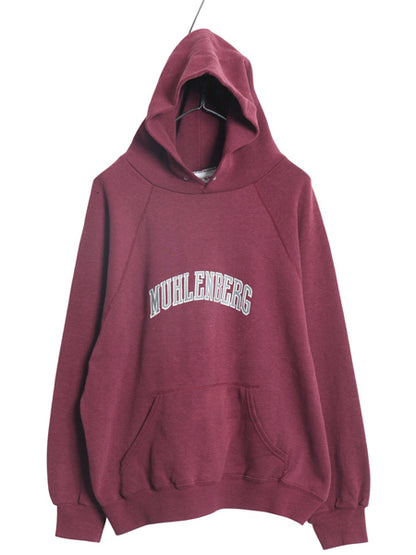 80s USA製 カレッジ プリント スウェット パーカー XL 小さめ メンズ レディース M 程 / ヴィンテージ フード トレーナー ラグラン 裏起毛