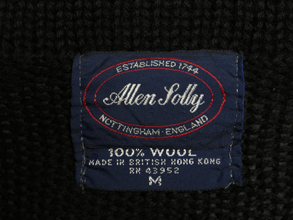 80s 90s ALLEN SOLLY ショールカラー ニット カーディガン メンズ M / ヴィンテージ オールド ウール リブ編み セーター 前開き 無地 黒