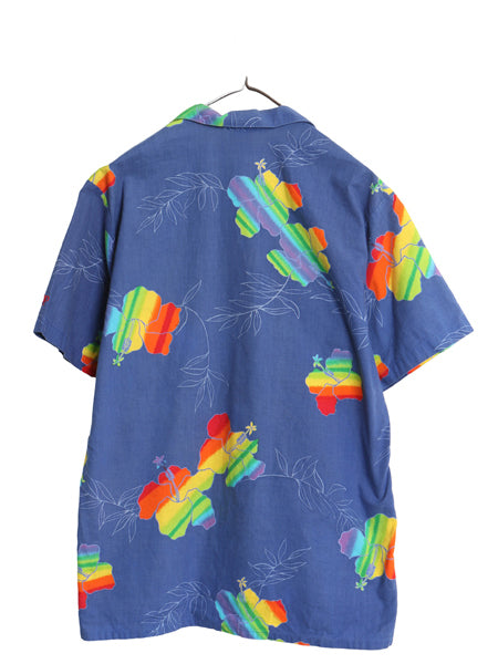 80s OP オーシャンパシフィック オープンカラー 半袖 アロハシャツ メンズ M 小さめ S ヴィンテージ 開襟 半袖シャツ ハワイアン ボックス