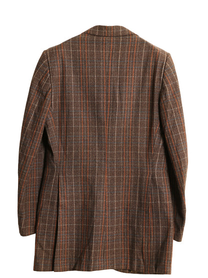 70s USA製 ジェフリー ビーン テーラード ジャケット メンズ M 程 ヴィンテージ ウール チェック ブレザー ヘビーウェイト マルチカラー 茶