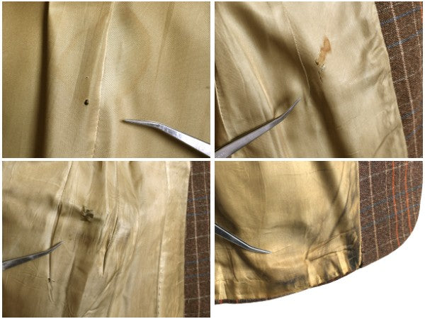 70s USA製 ジェフリー ビーン テーラード ジャケット メンズ M 程 ヴィンテージ ウール チェック ブレザー ヘビーウェイト マルチカラー 茶