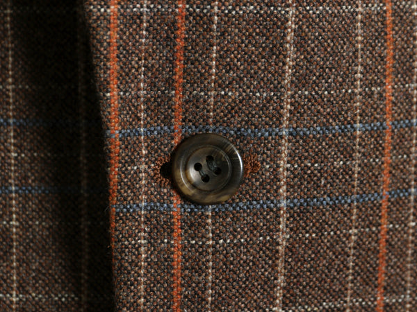 70s USA製 ジェフリー ビーン テーラード ジャケット メンズ M 程 ヴィンテージ ウール チェック ブレザー ヘビーウェイト マルチカラー 茶