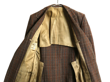 70s USA製 ジェフリー ビーン テーラード ジャケット メンズ M 程 ヴィンテージ ウール チェック ブレザー ヘビーウェイト マルチカラー 茶