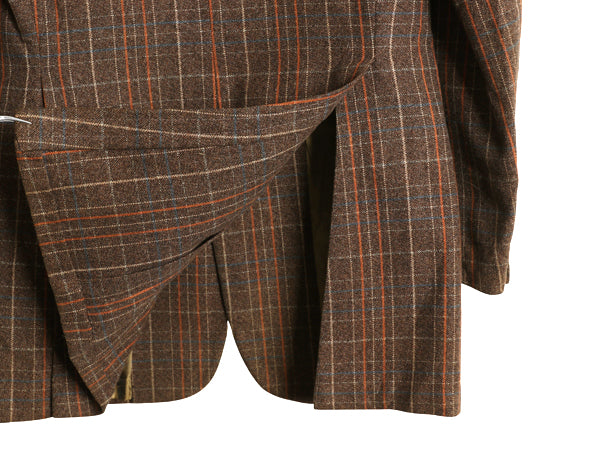 70s USA製 ジェフリー ビーン テーラード ジャケット メンズ M 程 ヴィンテージ ウール チェック ブレザー ヘビーウェイト マルチカラー 茶