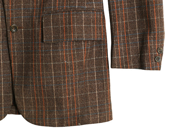 70s USA製 ジェフリー ビーン テーラード ジャケット メンズ M 程 ヴィンテージ ウール チェック ブレザー ヘビーウェイト マルチカラー 茶