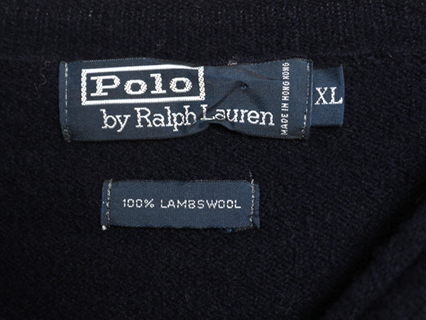 90s ポロ ラルフローレン ロールネック ニット セーター メンズ  XL 古着 オールド ラム ウール 無地 シンプル 大きいサイズ ワンポイント