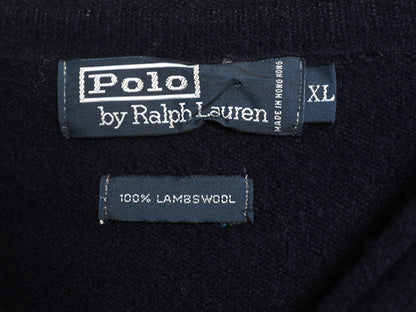 90s ポロ ラルフローレン ロールネック ニット セーター メンズ  XL 古着 オールド ラム ウール 無地 シンプル 大きいサイズ ワンポイント