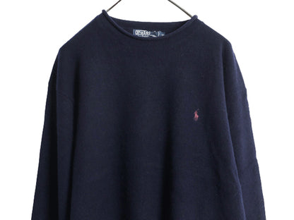 90s ポロ ラルフローレン ロールネック ニット セーター メンズ  XL 古着 オールド ラム ウール 無地 シンプル 大きいサイズ ワンポイント