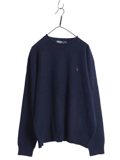 90s ポロ ラルフローレン ロールネック ニット セーター メンズ  XL 古着 オールド ラム ウール 無地 シンプル 大きいサイズ ワンポイント