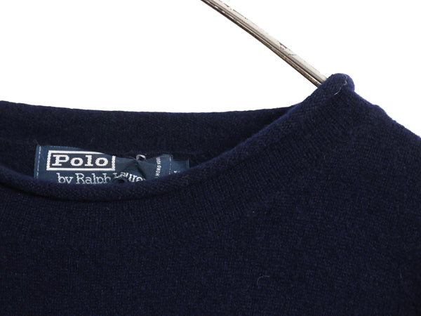 90s ポロ ラルフローレン ロールネック ニット セーター メンズ  XL 古着 オールド ラム ウール 無地 シンプル 大きいサイズ ワンポイント