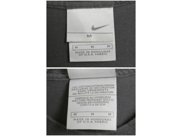 00s ナイキ プリント 半袖 Tシャツ メンズ M オールド ヘビーウェイト コットン センター スモール スウッシュ シンプル カットソー 濃灰