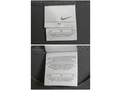 00s ナイキ プリント 半袖 Tシャツ メンズ M オールド ヘビーウェイト コットン センター スモール スウッシュ シンプル カットソー 濃灰