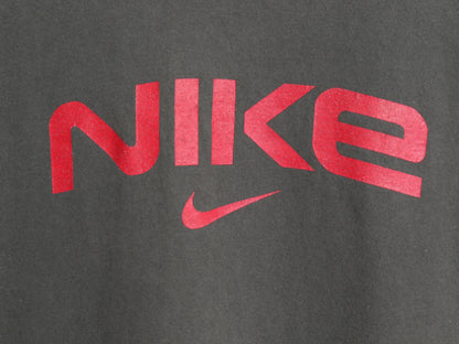 00s ナイキ プリント 半袖 Tシャツ メンズ M オールド ヘビーウェイト コットン センター スモール スウッシュ シンプル カットソー 濃灰