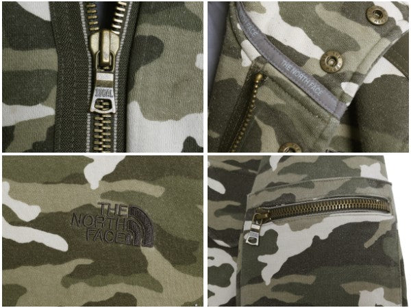 ノースフェイス 迷彩 中綿 スウェット フード パーカー ジャケット メンズ L / トレーナー フルジップ マウンテンパーカー ミリタリー 総柄