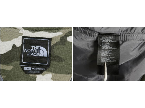 ノースフェイス 迷彩 中綿 スウェット フード パーカー ジャケット メンズ L / トレーナー フルジップ マウンテンパーカー ミリタリー 総柄