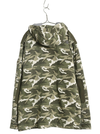 ノースフェイス 迷彩 中綿 スウェット フード パーカー ジャケット メンズ L / トレーナー フルジップ マウンテンパーカー ミリタリー 総柄