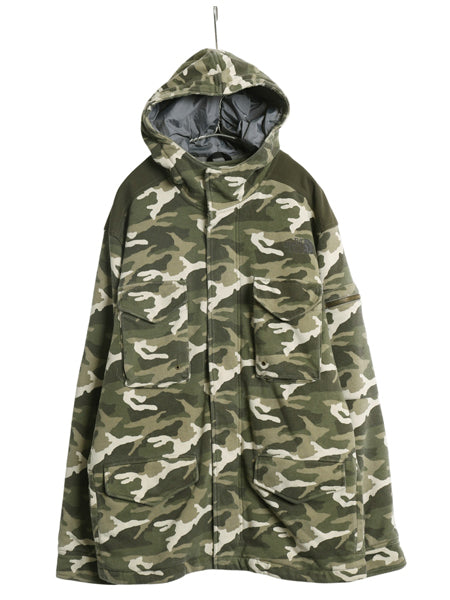 ノースフェイス 迷彩 中綿 スウェット フード パーカー ジャケット メンズ L / トレーナー フルジップ マウンテンパーカー ミリタリー 総柄