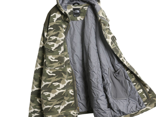 ノースフェイス 迷彩 中綿 スウェット フード パーカー ジャケット メンズ L / トレーナー フルジップ マウンテンパーカー ミリタリー 総柄
