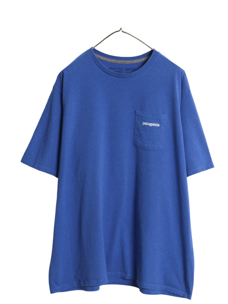 パタゴニア ポケット付き 両面 プリント 半袖 Tシャツ メンズ XL 21年製 アウトドア  グラフィック アート バックプリント 大きいサイズ 青