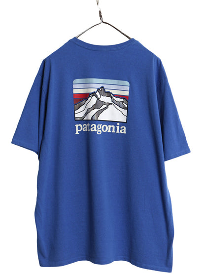 パタゴニア ポケット付き 両面 プリント 半袖 Tシャツ メンズ XL 21年製 アウトドア  グラフィック アート バックプリント 大きいサイズ 青