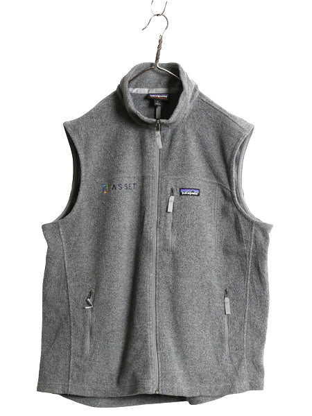 US企画 パタゴニア クラシック シンチラ フリース ベスト メンズ L / 19年製 前開き フルジップ 重ね着 ハイネック ワンポイント 企業 灰