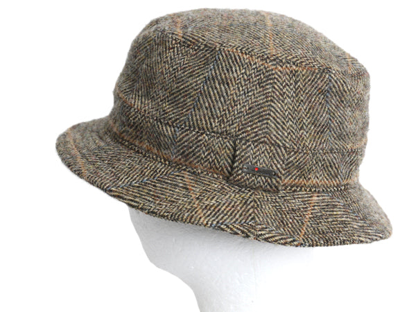 ヴィゲーンズ ハリスツイード ウール バケット ハット メンズ レディース 58cm 古着 高級 帽子 キャップ ヘリンボーン チェック カジュアル