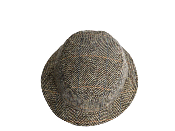 ヴィゲーンズ ハリスツイード ウール バケット ハット メンズ レディース 58cm 古着 高級 帽子 キャップ ヘリンボーン チェック カジュアル