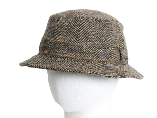 ヴィゲーンズ ハリスツイード ウール バケット ハット メンズ レディース 58cm 古着 高級 帽子 キャップ ヘリンボーン チェック カジュアル